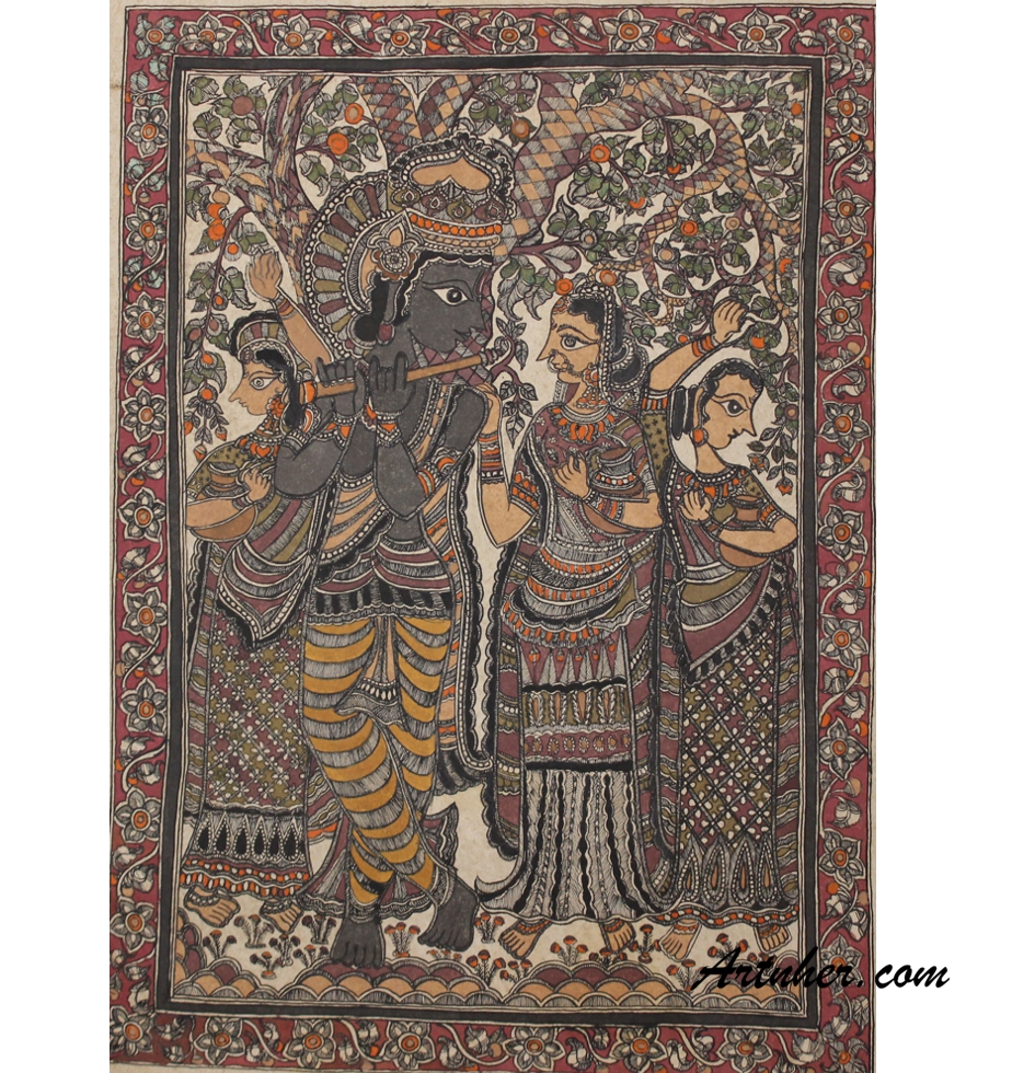 EH000017 Krishan Radha Love worldofmadhubani.in